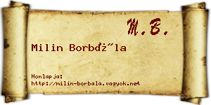 Milin Borbála névjegykártya